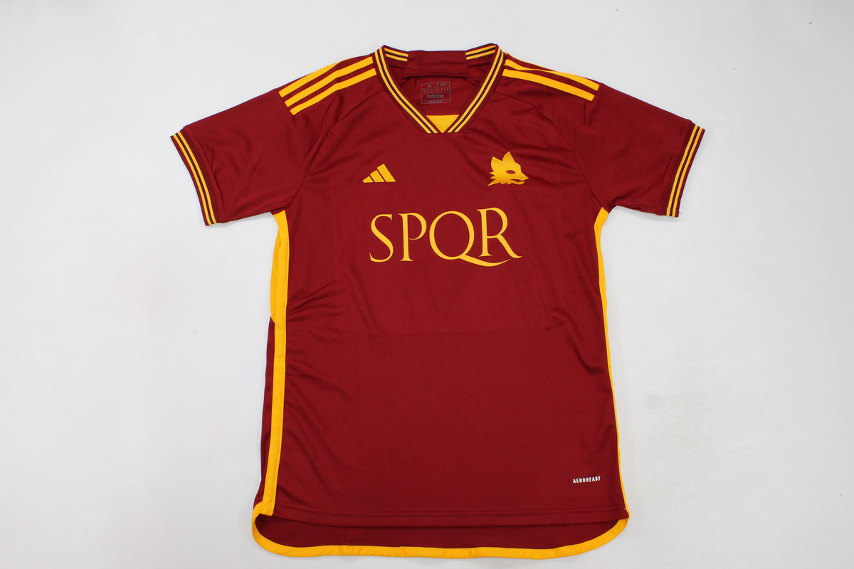 AAA Quality Roma 23/24 Home Sponsor Soccer Jersey